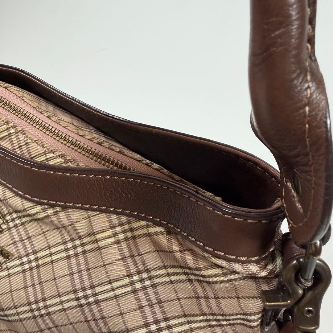 【美品】バーバリーブルーレーベル　ショルダーバッグ　2way ナイロン　ピンク
