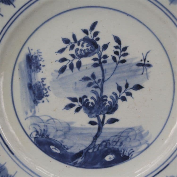 清青花仏手花卉皿 景徳鎮 陶磁器 装飾品 現代工芸品美術品 置物