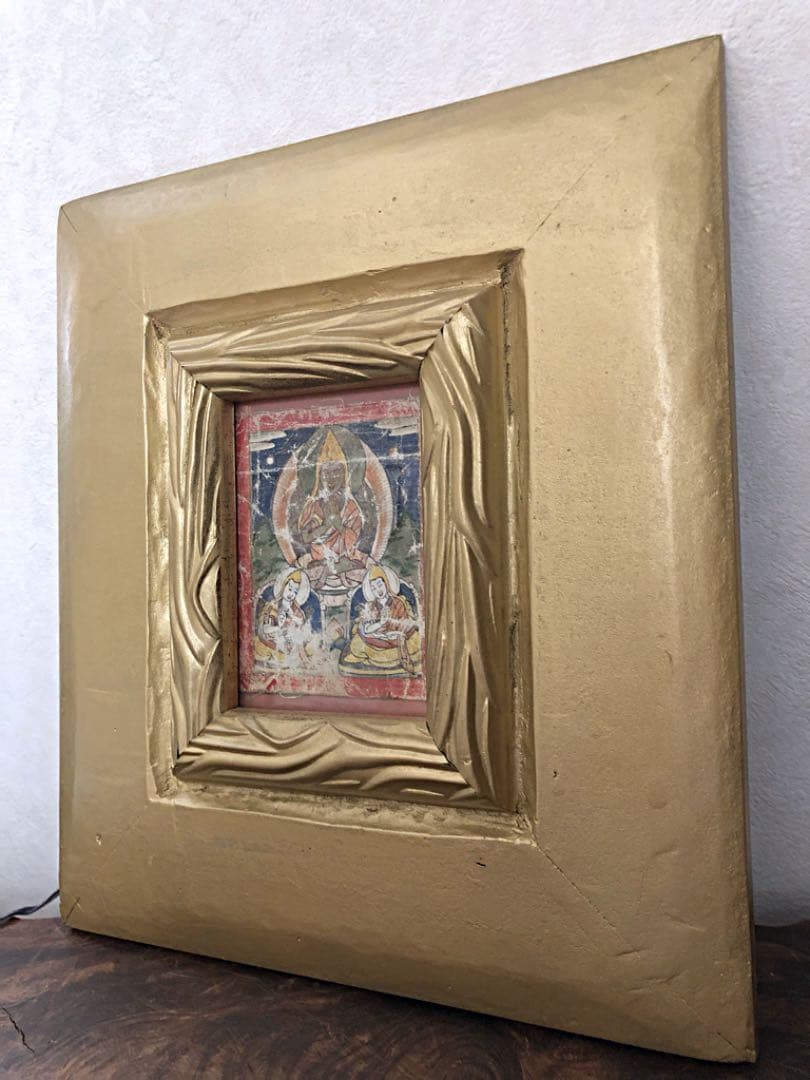仏教美術 古玩 タンカ 額装
