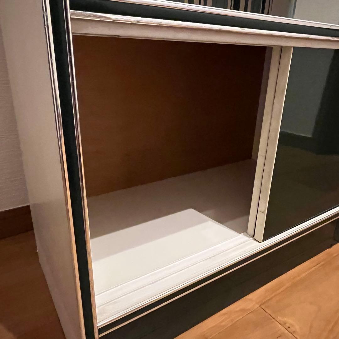 昭和レトロ 食器棚 アーチ 緑 白 当時物 ビンテージ カップボード キッチン