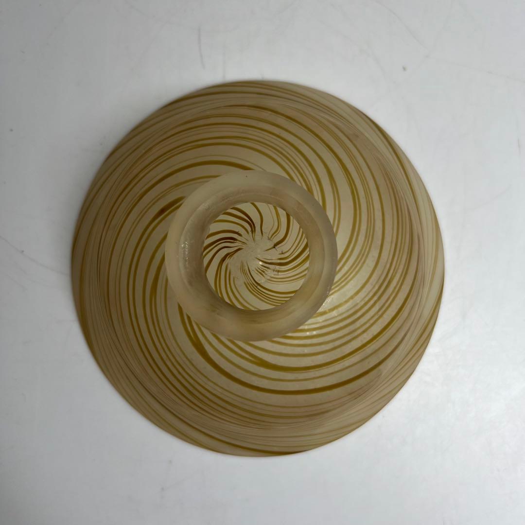 ☆茶③ 山下瑠風　義山　忍冬　ガラス　平茶碗　共箱　口径14.3cm