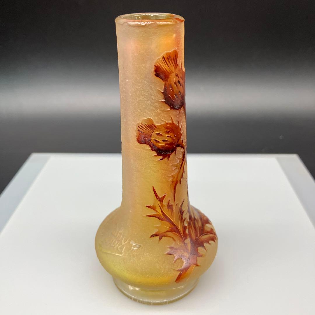 ドーム・ナンシー　アザミ文花瓶　アール・ヌーヴォー　Daum nancy