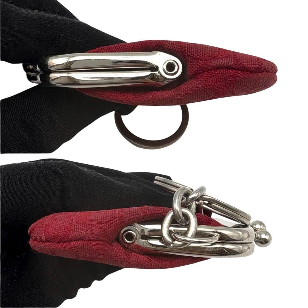 コーチ がま口 ケース　小銭入れ　シグネチャー キーリング　レッド