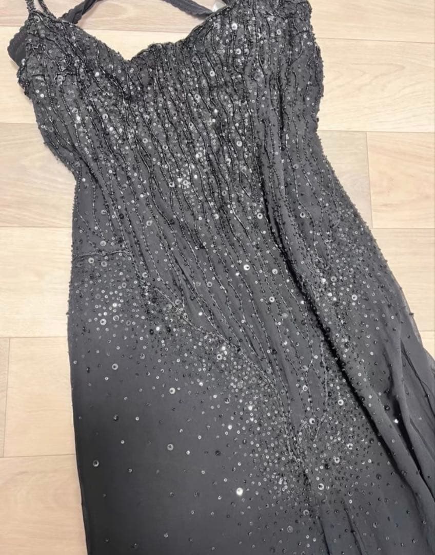 Dolce&gabba na ビーズ装飾 ブラック ロングドレス