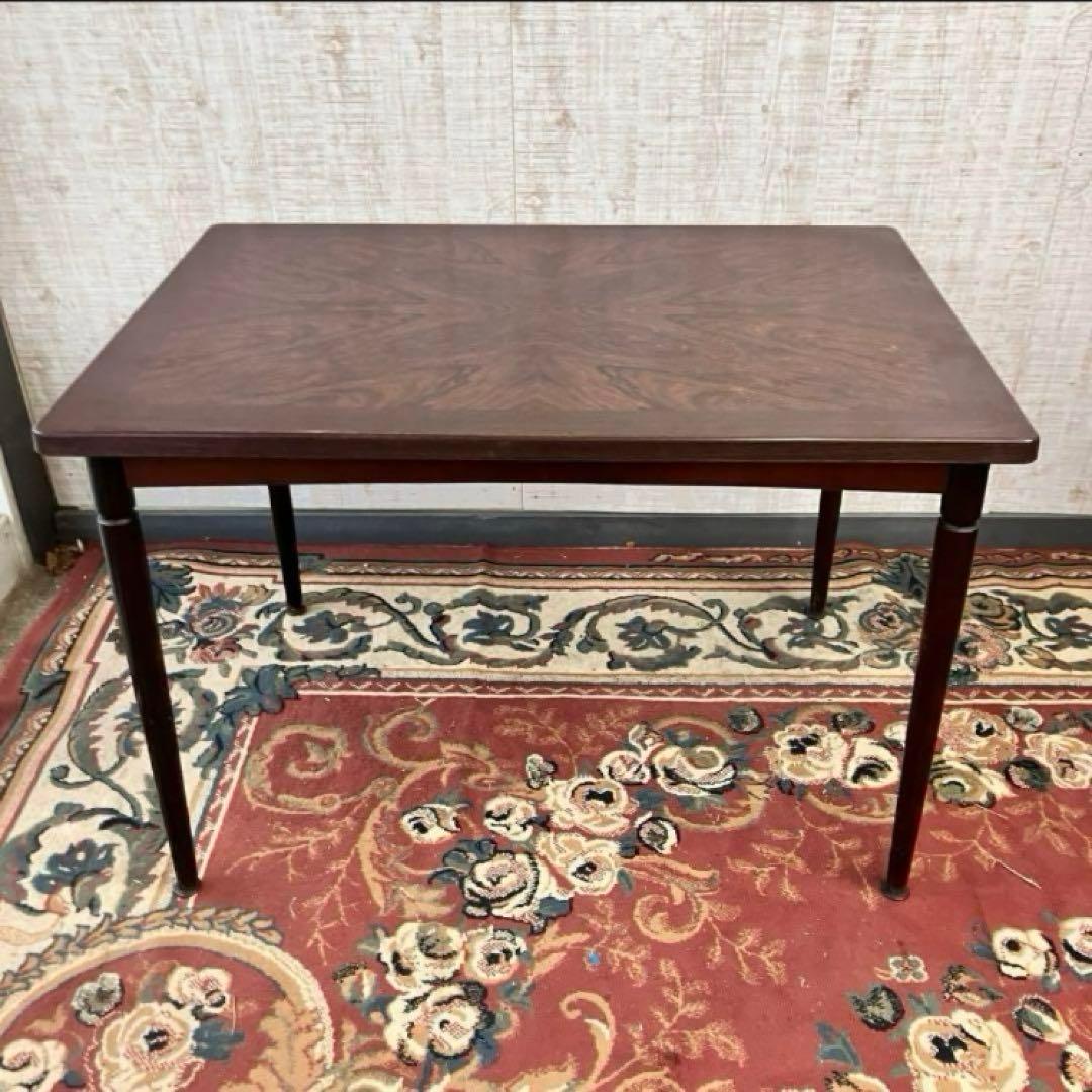 昭和レトロ 飛騨家具 ヒダダイネット 木製ダイニングテーブル 木目セラミック天板