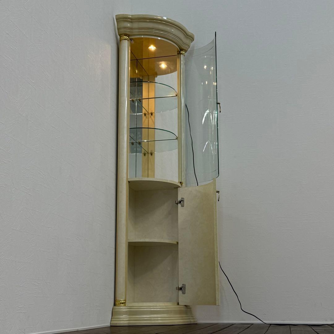 H112K68d イタリア製 コーナーキャビネット ミラーバック ロココ調