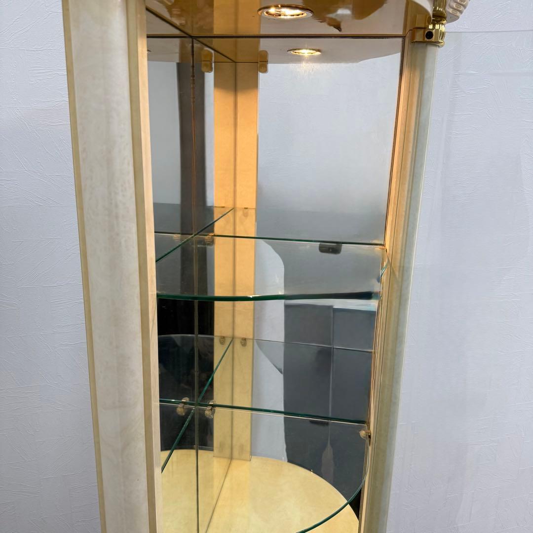 H112K68d イタリア製 コーナーキャビネット ミラーバック ロココ調