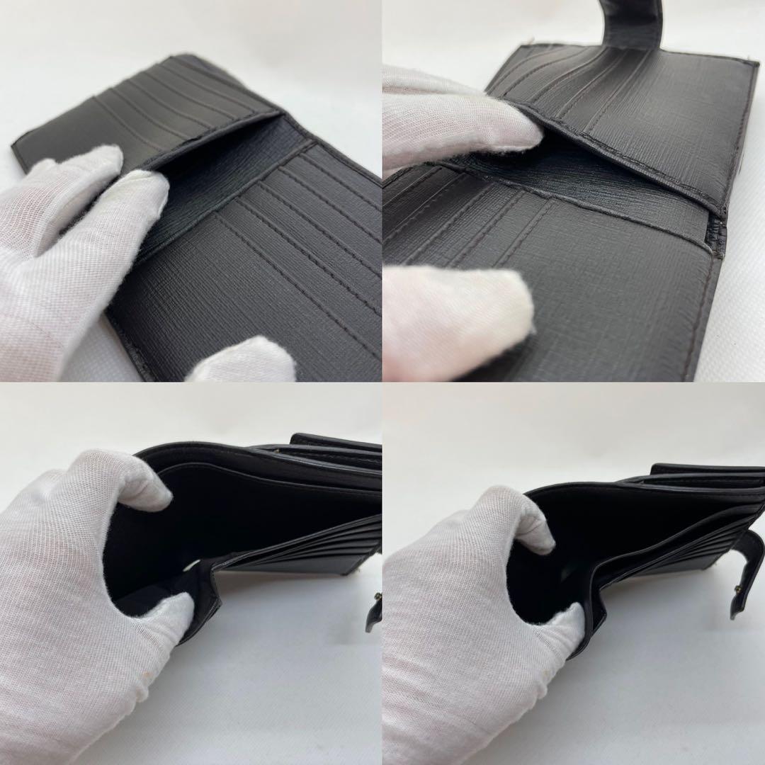 【美品/付属品完備】グッチ 二つ折り財布 小銭 GGシマ リボン ロゴチャーム