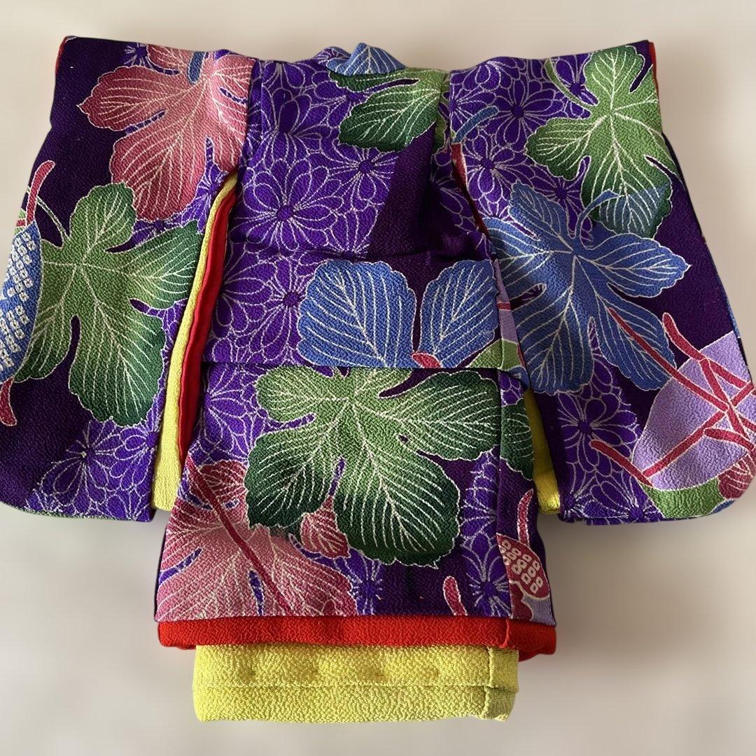 人形の着物　８号　古布ちりめん　二重　102501