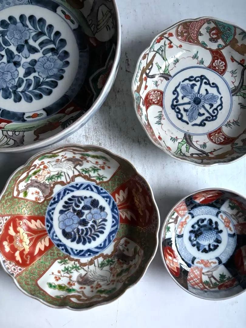 694 骨董 アンティーク 古伊万里 染付 豪華絢爛 色絵鉢 幕末