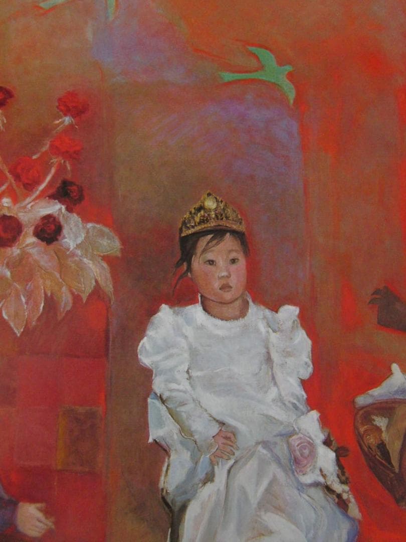 岡田菊恵、【シンデレラごっこ】、希少な額装用画集より、新品額装付、状態良好