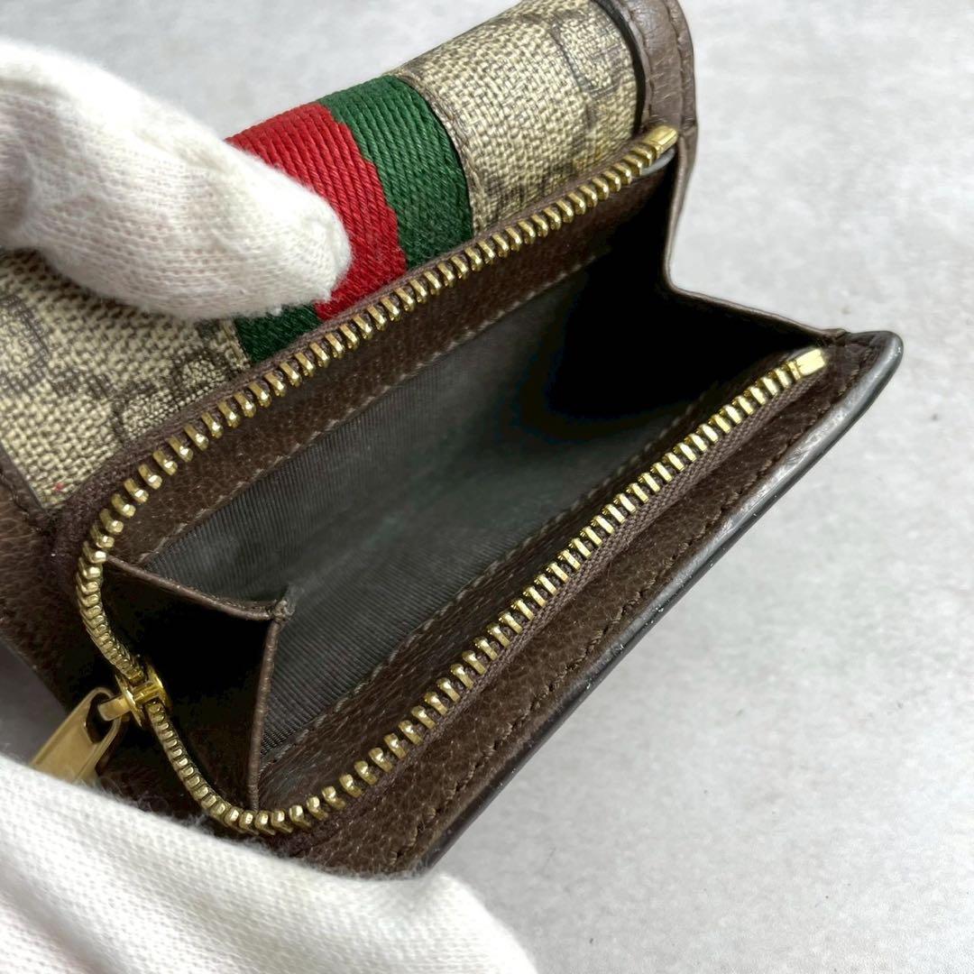 【美品】GUCCI 三つ折り財布 GGマーモント シェリーライン レザー