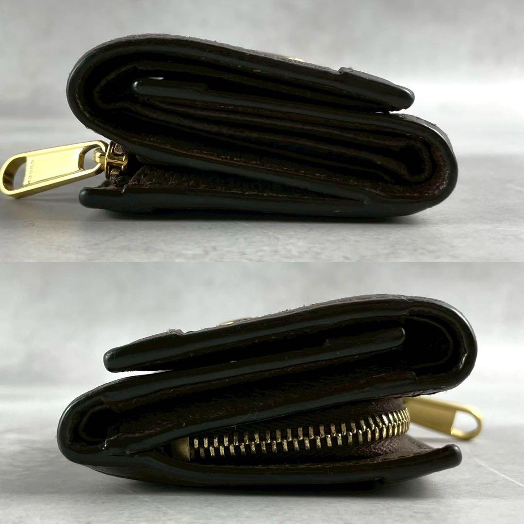 【美品】GUCCI 三つ折り財布 GGマーモント シェリーライン レザー