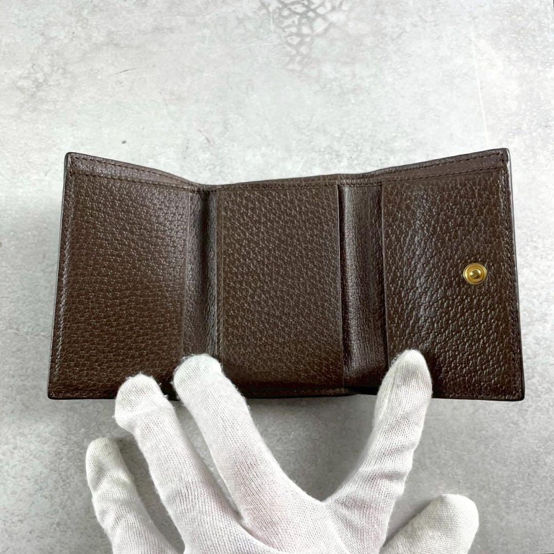 【美品】GUCCI 三つ折り財布 GGマーモント シェリーライン レザー