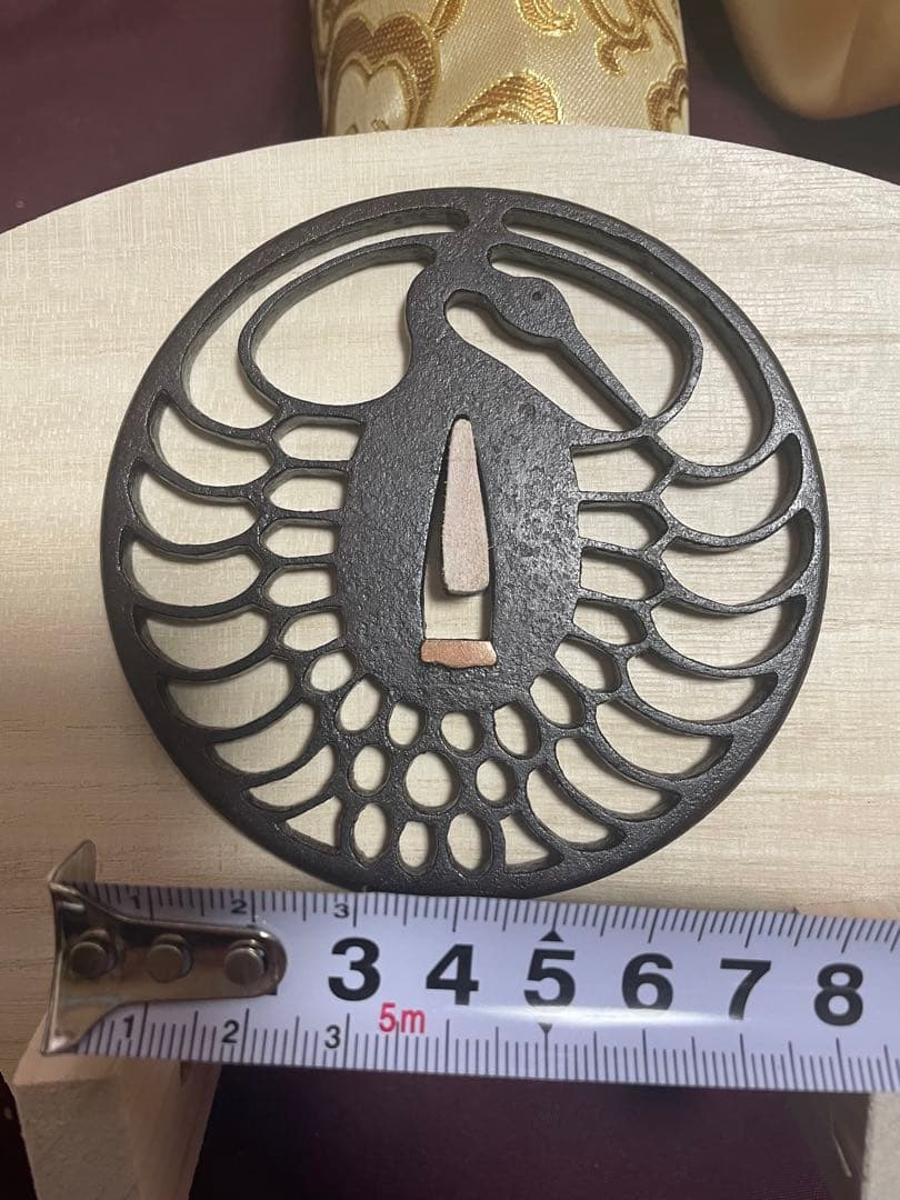 鉄鍔　鶴透かし丸形鐔　武具