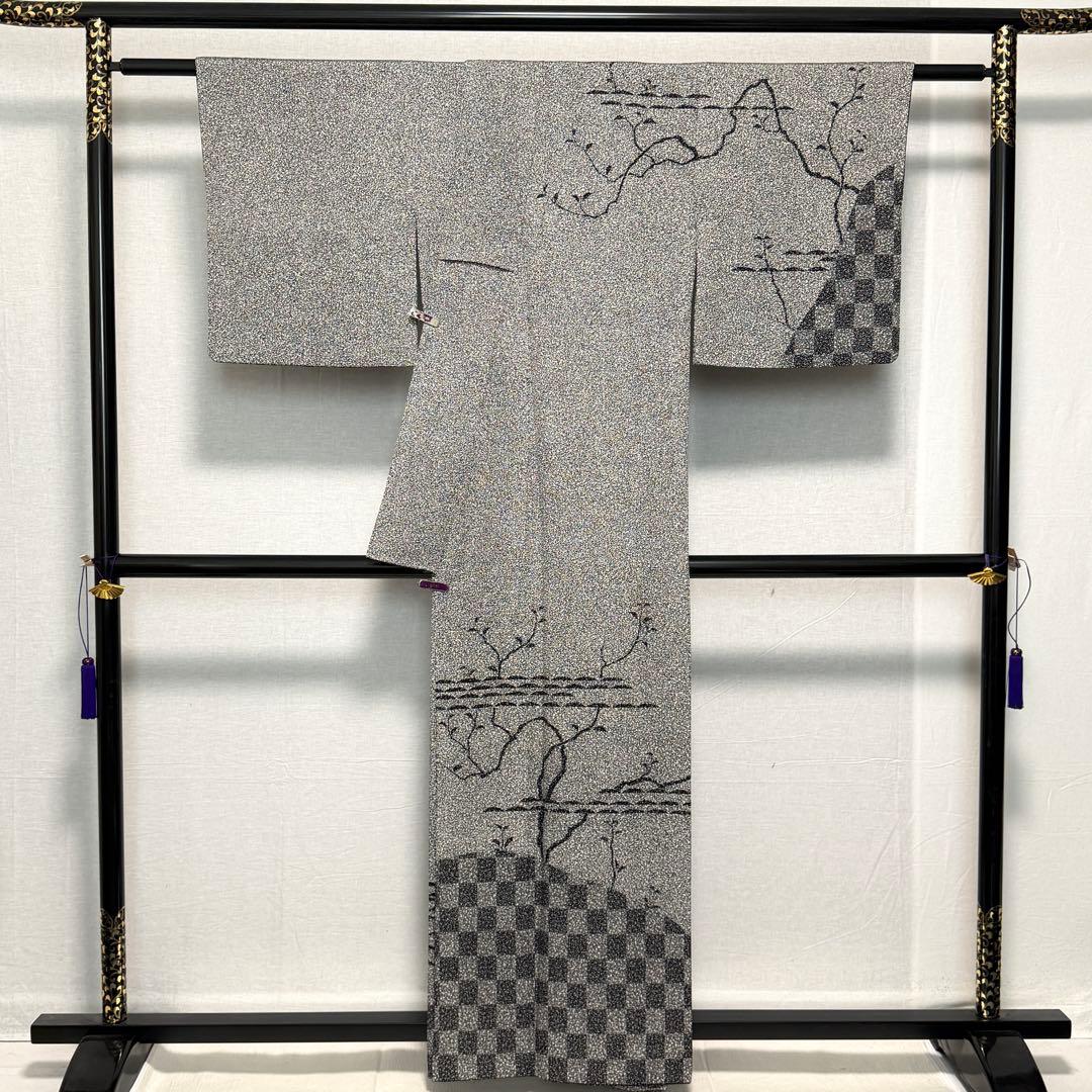 m-29＋D20 訪問着 川村久太郎 叩き染め 正絹 着物 袷 極美品