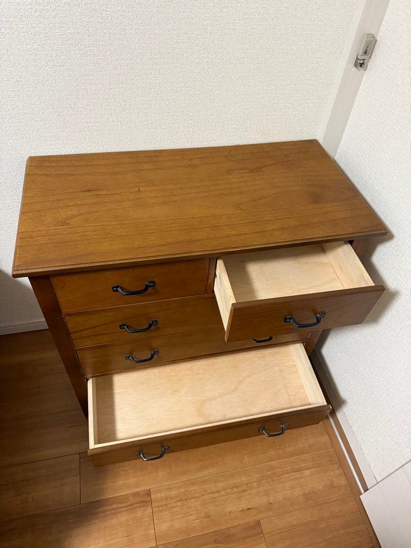 木製 5棚チェスト ブラウン