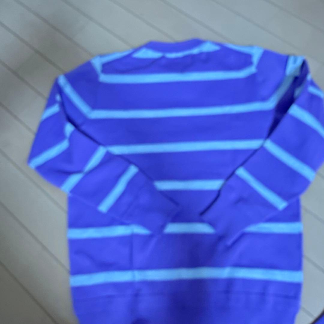 BRIEFING 紫と白のストライプ セーター MスカートS