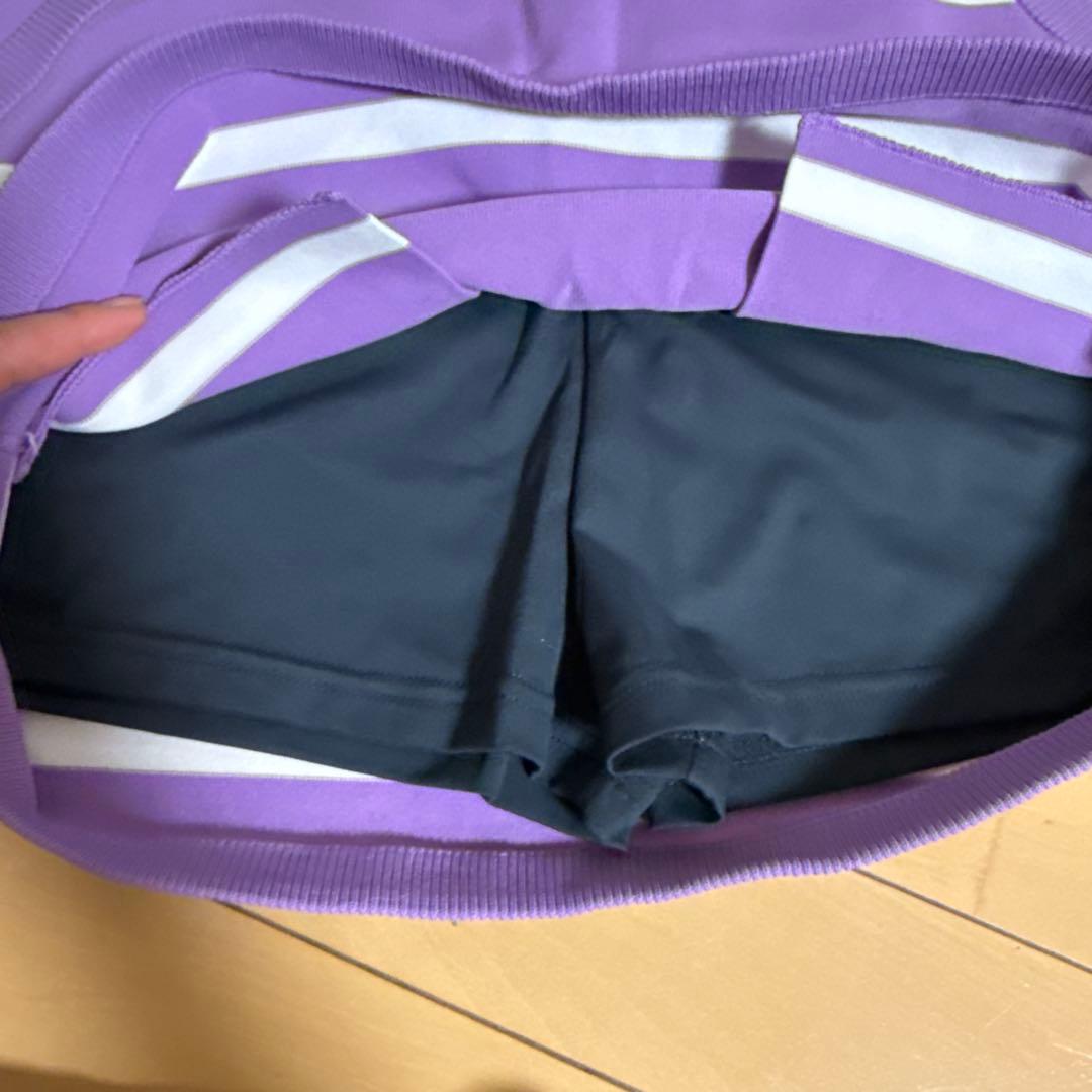 BRIEFING 紫と白のストライプ セーター MスカートS