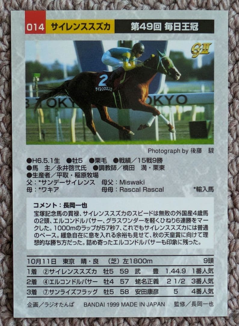 第49回 毎日王冠　優勝馬サイレンススズカ馬券、ぬいぐるみ等セット