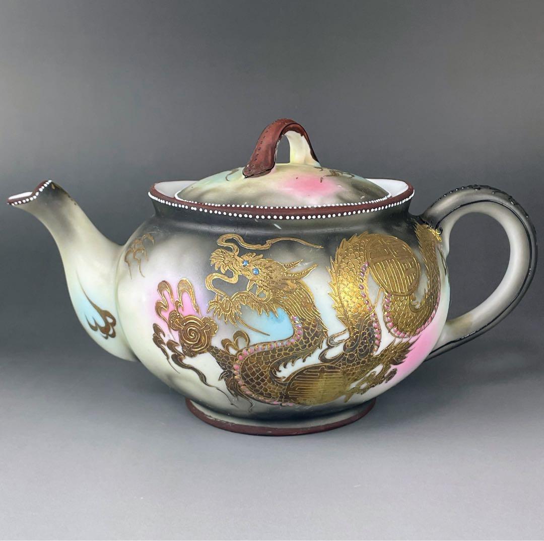 オールドニッポン 龍紋 ティーポット ドラゴン ぼかし ジュエル エナメル