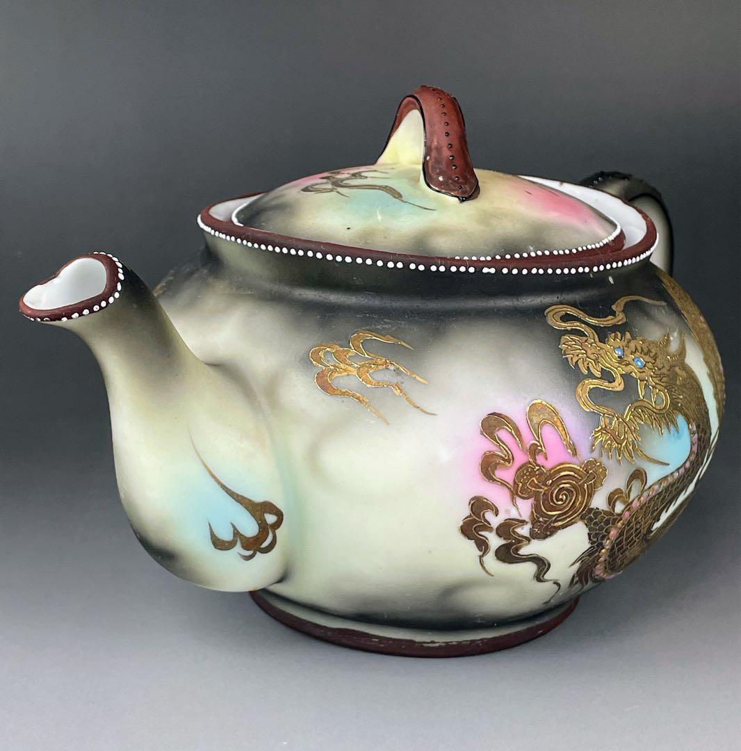 オールドニッポン 龍紋 ティーポット ドラゴン ぼかし ジュエル エナメル