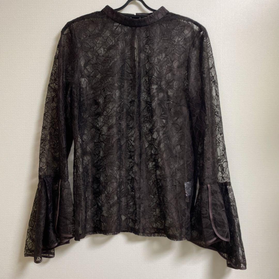 スーツ・フォーマル・ドレス ANDRESD bell sleeve slit dress L brown