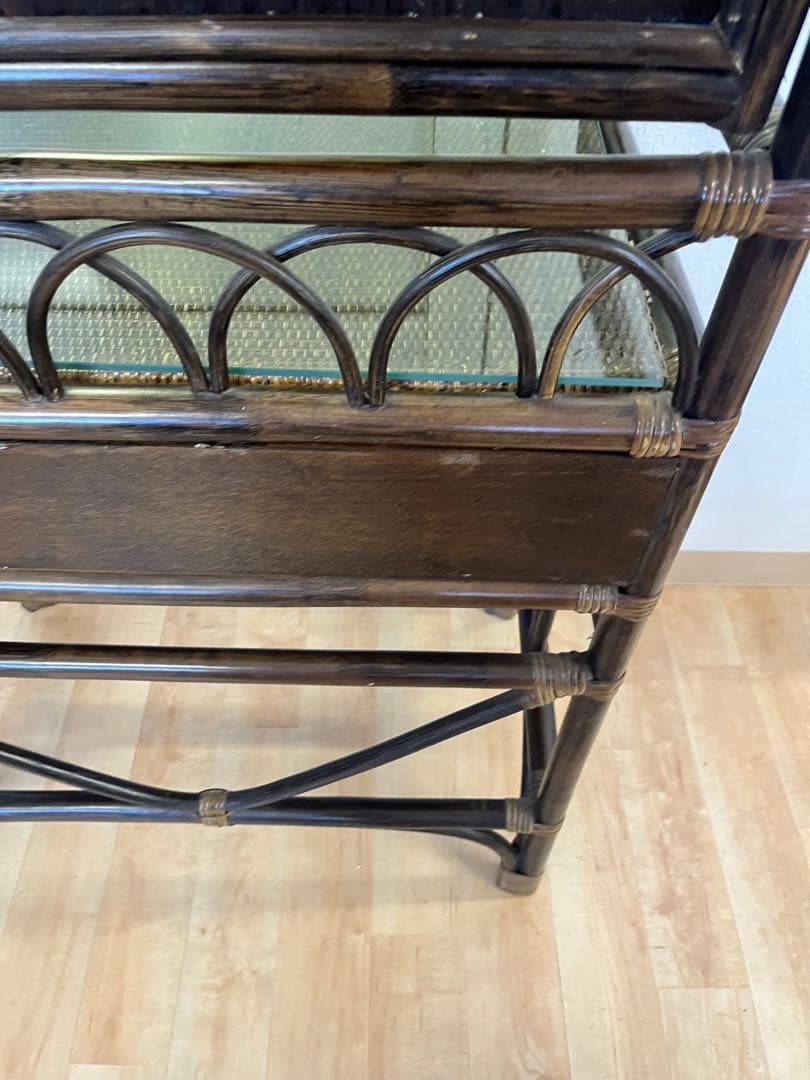 ヴィンテージ レトロ ラタン ミラー付きドレッサー アーチ型ドレッサー・鏡台