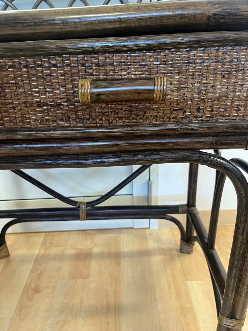 ヴィンテージ レトロ ラタン ミラー付きドレッサー アーチ型ドレッサー・鏡台