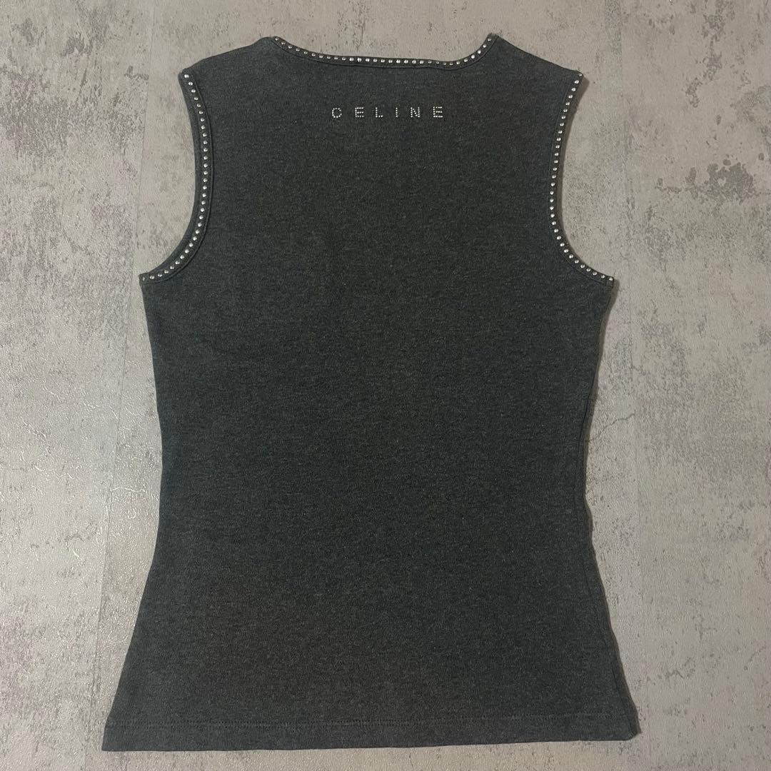 CELINE トリオンフ ストーン 装飾 ノースリーブ トップス セリーヌ S