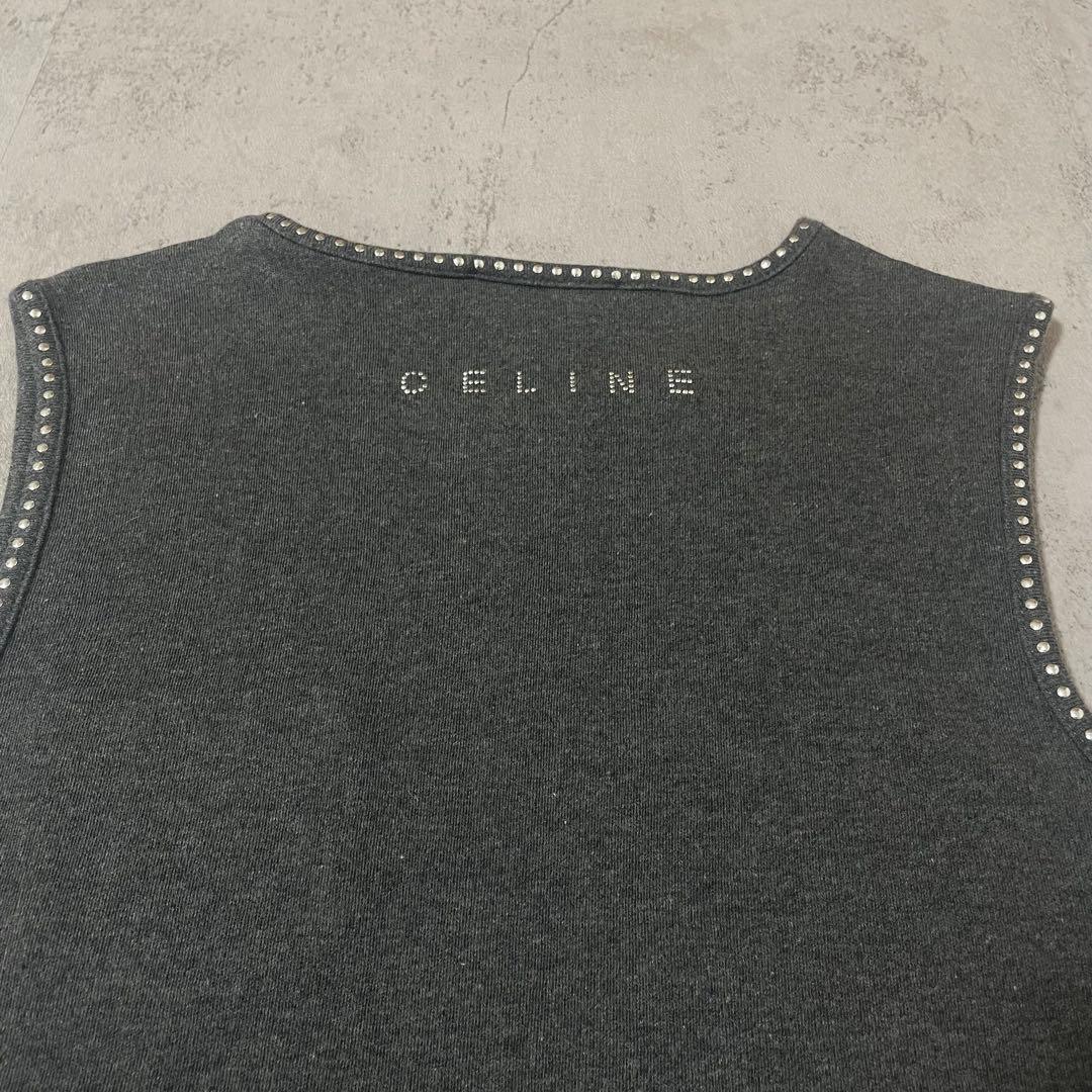 CELINE トリオンフ ストーン 装飾 ノースリーブ トップス セリーヌ S