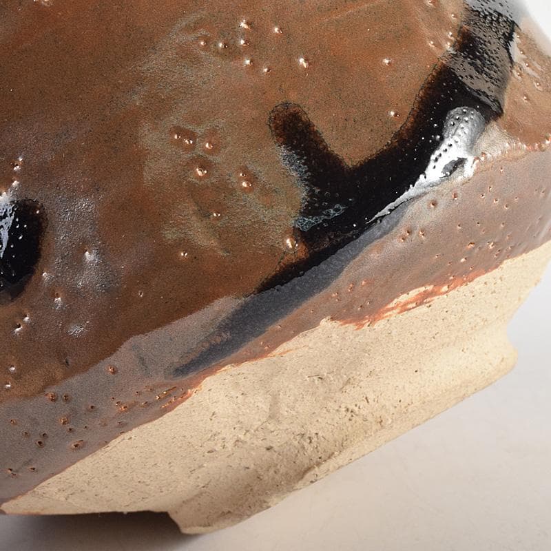 Mikan 　濱田庄司作　鉄釉　茶碗　仕覆付　共布共箱　V　R8790