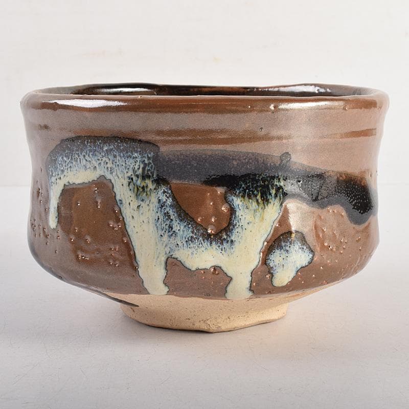 Mikan 　濱田庄司作　鉄釉　茶碗　仕覆付　共布共箱　V　R8790