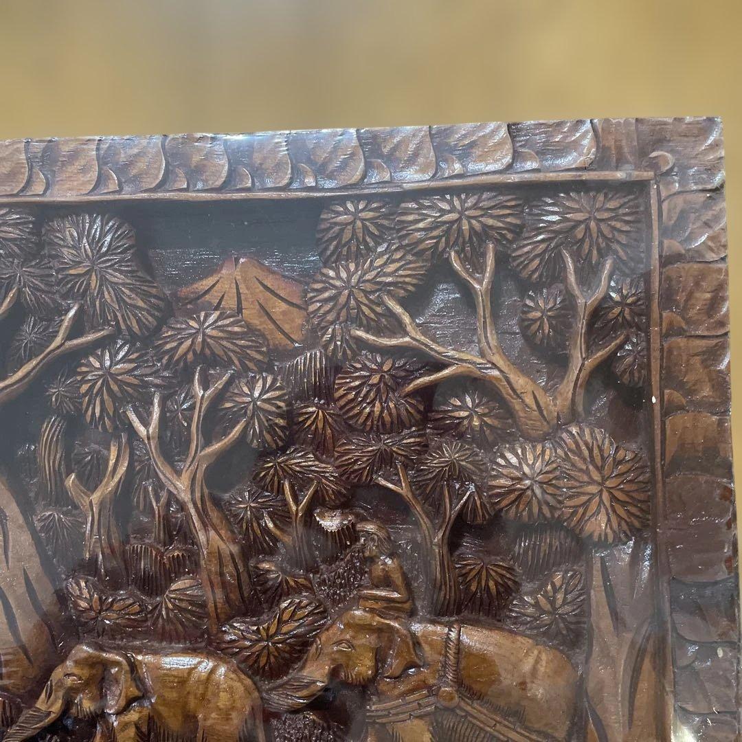 タイ　象　木彫り　壁掛け