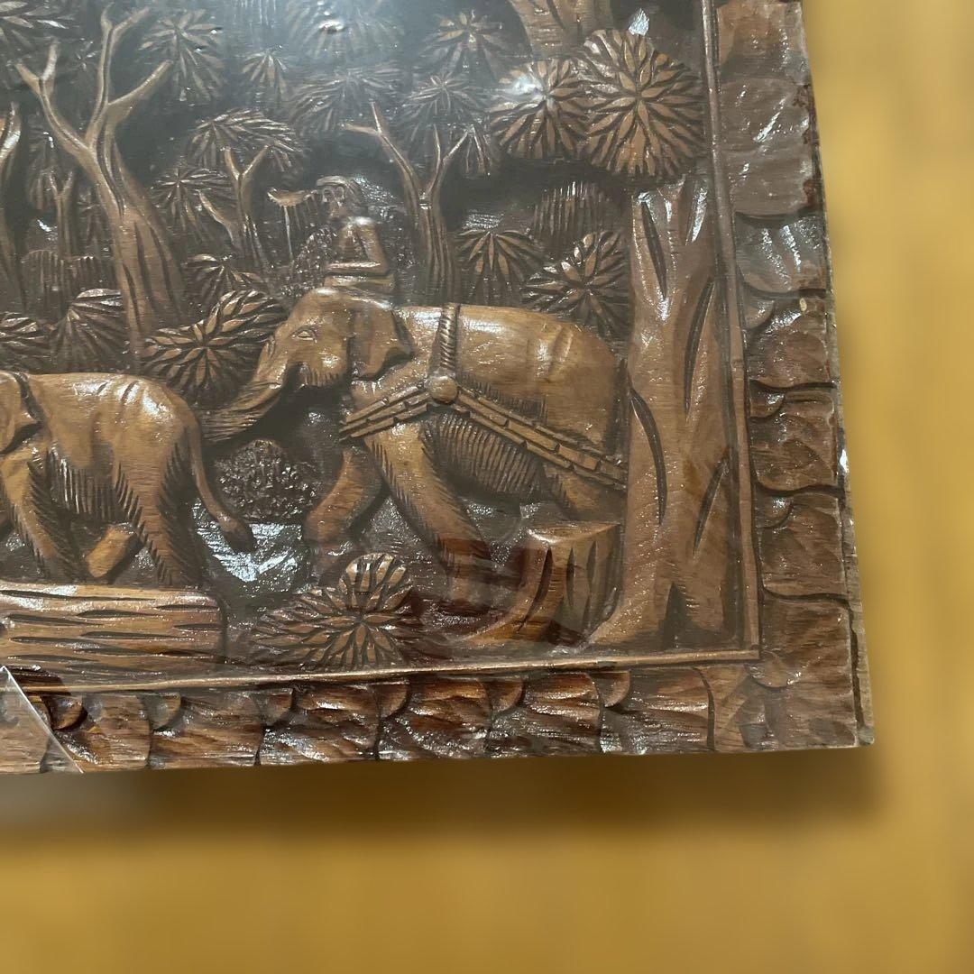 タイ　象　木彫り　壁掛け