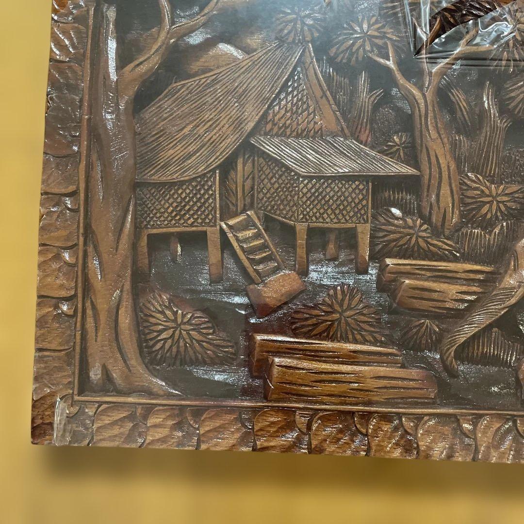 タイ　象　木彫り　壁掛け