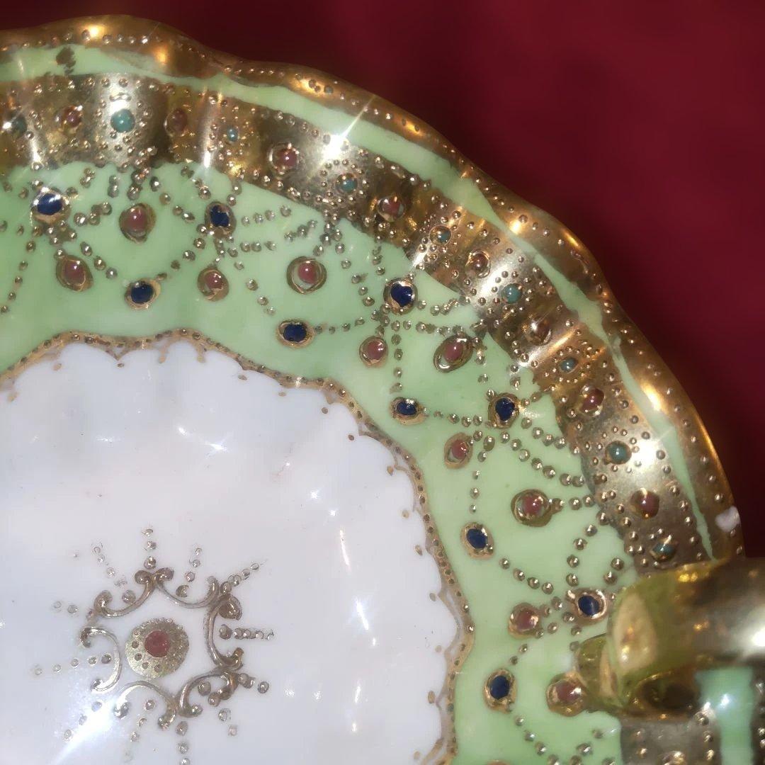 希少 アンティーク オールドノリタケメイプルリーフ 金盛りビジュー器