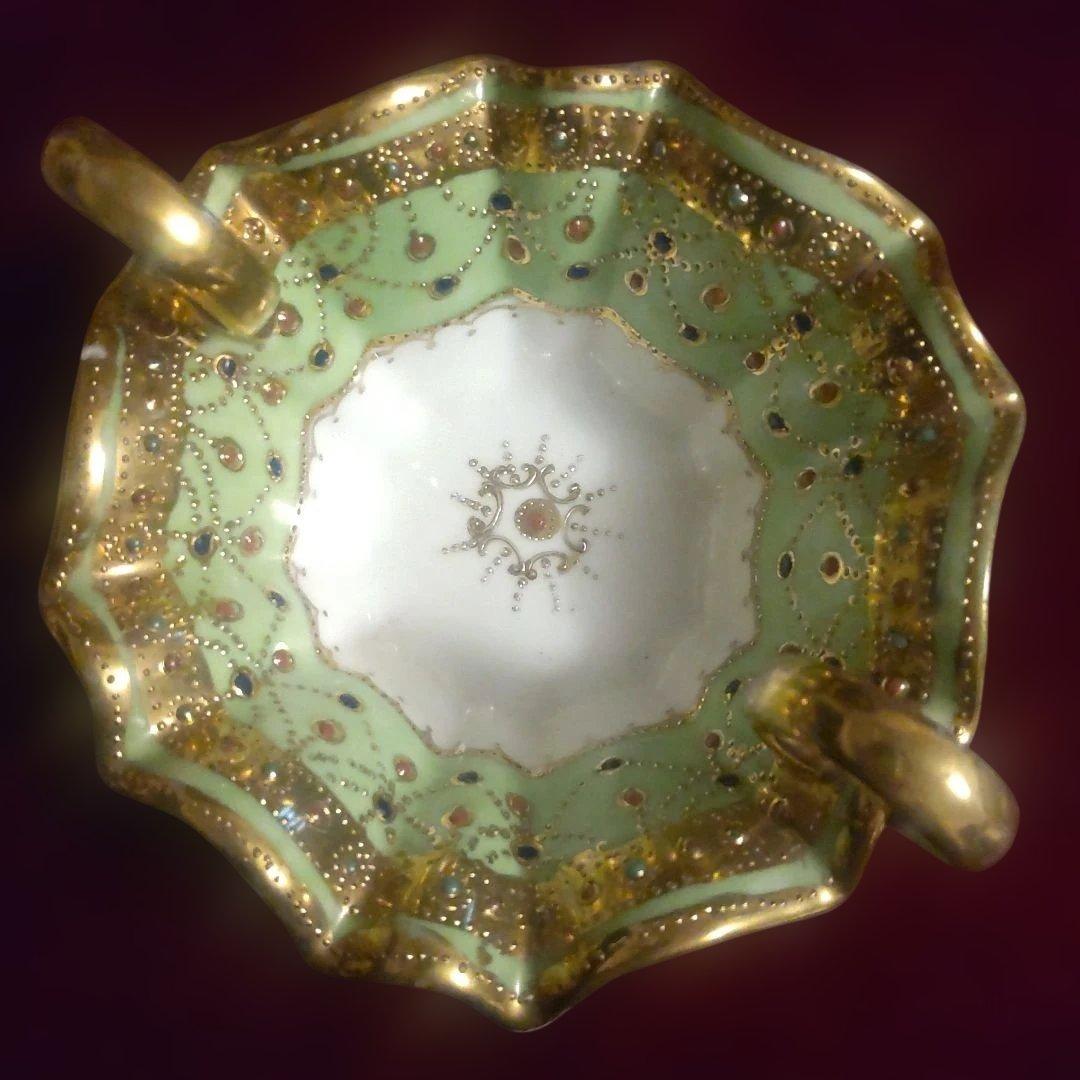 希少 アンティーク オールドノリタケメイプルリーフ 金盛りビジュー器