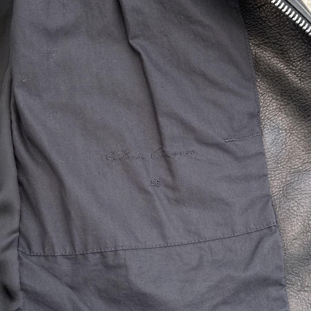 リックオウエンス インターシャ レザージャケット 牛革 ブラック 46 美品