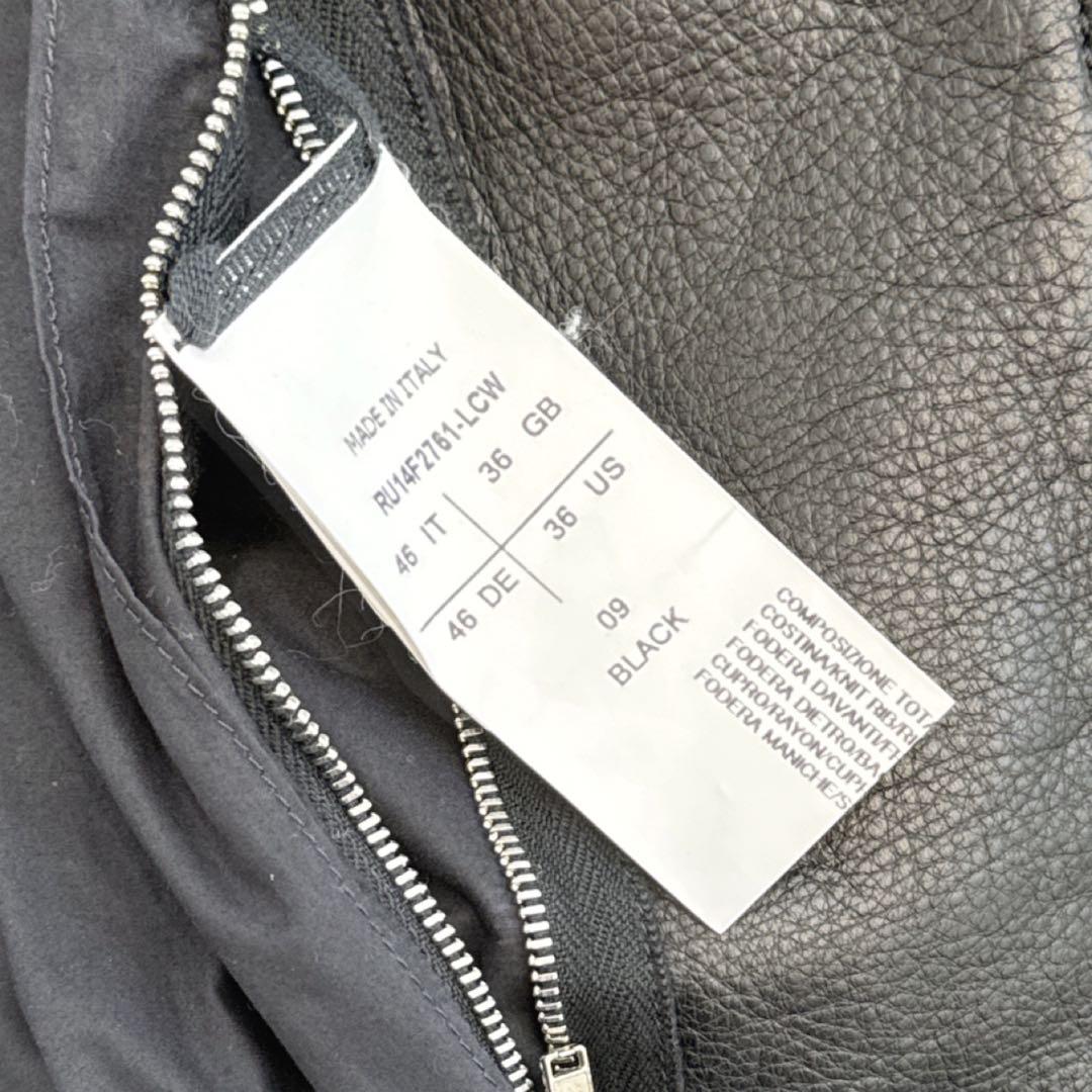 リックオウエンス インターシャ レザージャケット 牛革 ブラック 46 美品