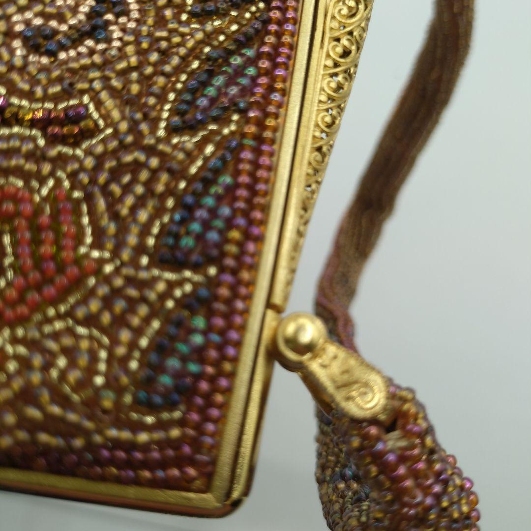 東京浅草孔雀堂　ビーズ刺繍 クラッチバッグ 　和装　着物　パーティ　レトロ