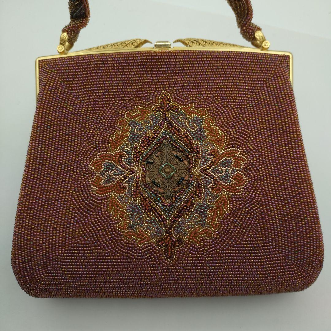 東京浅草孔雀堂　ビーズ刺繍 クラッチバッグ 　和装　着物　パーティ　レトロ