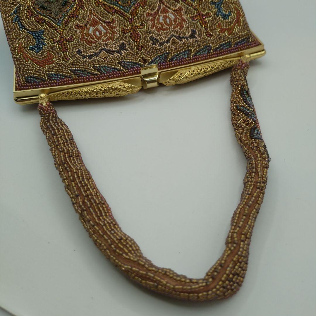 東京浅草孔雀堂　ビーズ刺繍 クラッチバッグ 　和装　着物　パーティ　レトロ