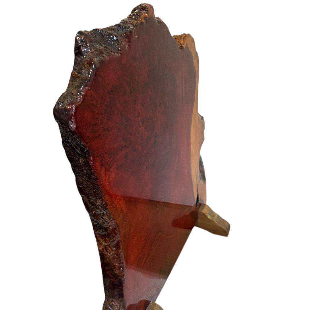 天然木 花梨　無垢材 一枚板 置物 オブジェ 飾り板 台座付き