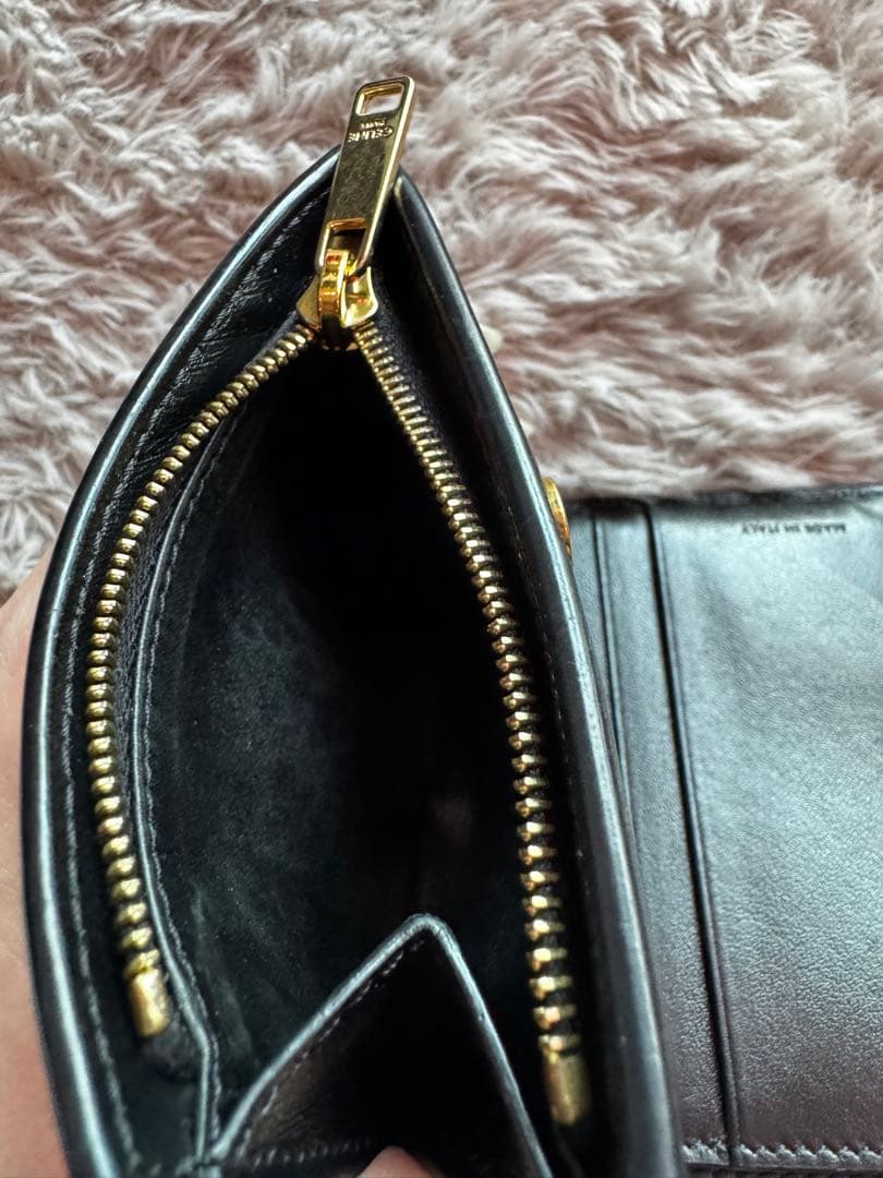 CELINE 二つ折り財布 ブラック レザー