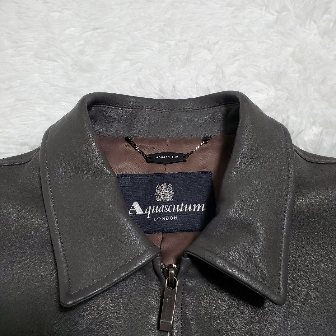 美品✨アクアスキュータム　ラムレザー　シングルライダース　グレー　たねちー様