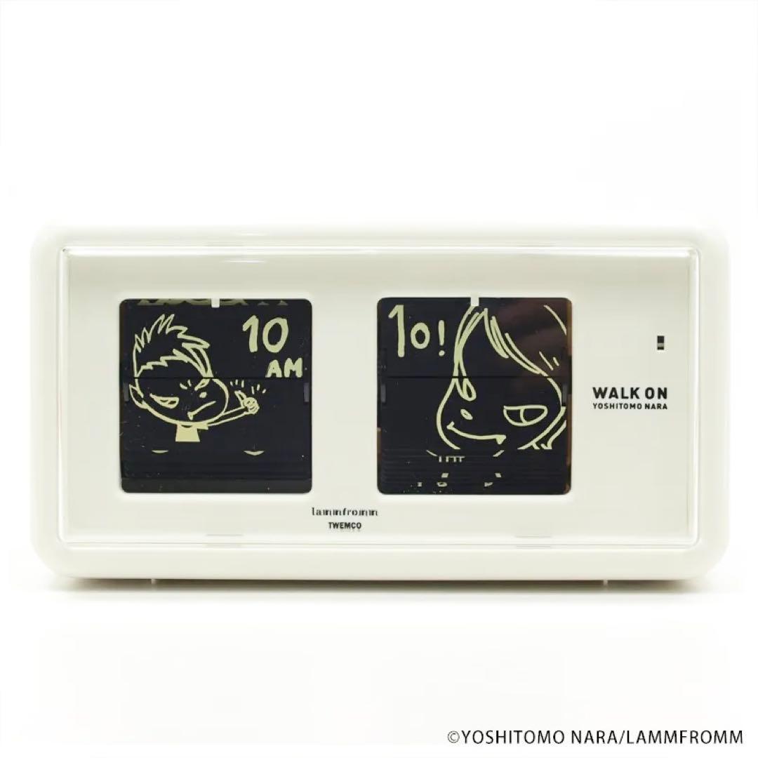 【ラムフロム限定色】奈良美智 パタパタクロック WALK ON（ホワイト）