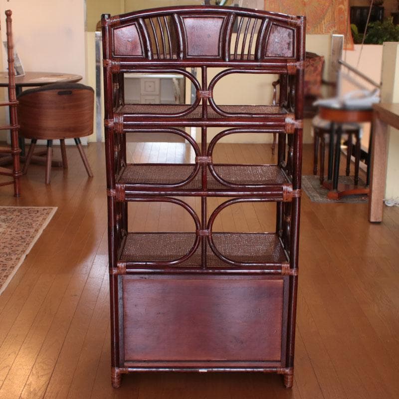 ラタン製ラック オープンラック 籐家具 棚 ブラウン 214-1332