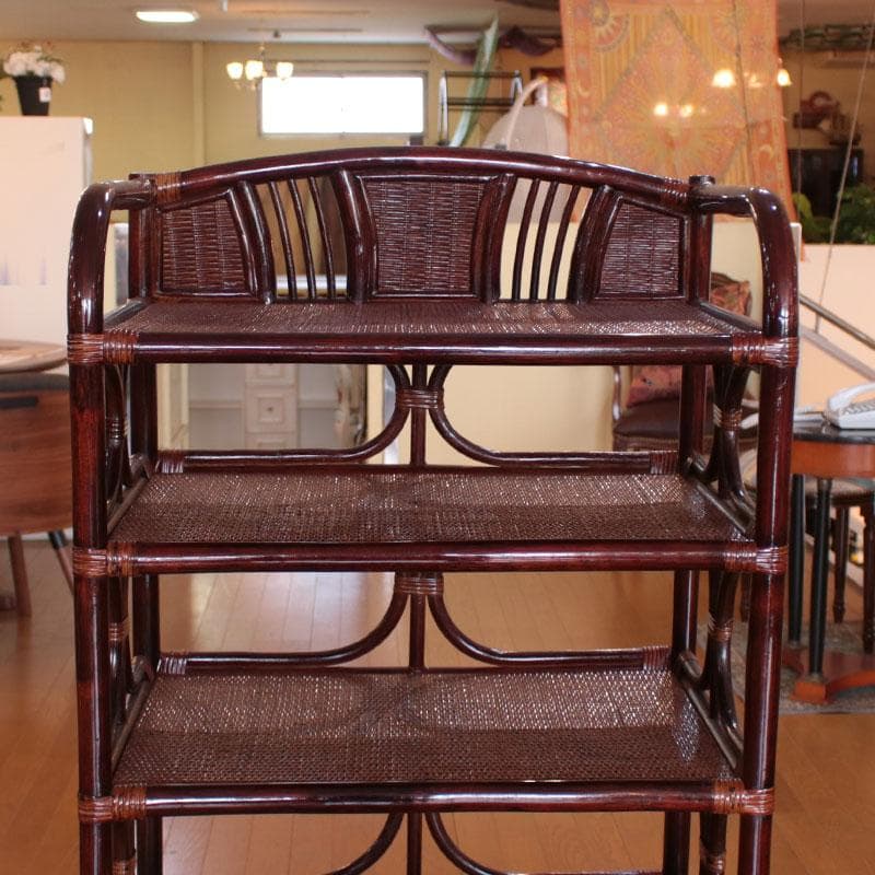 ラタン製ラック オープンラック 籐家具 棚 ブラウン 214-1332