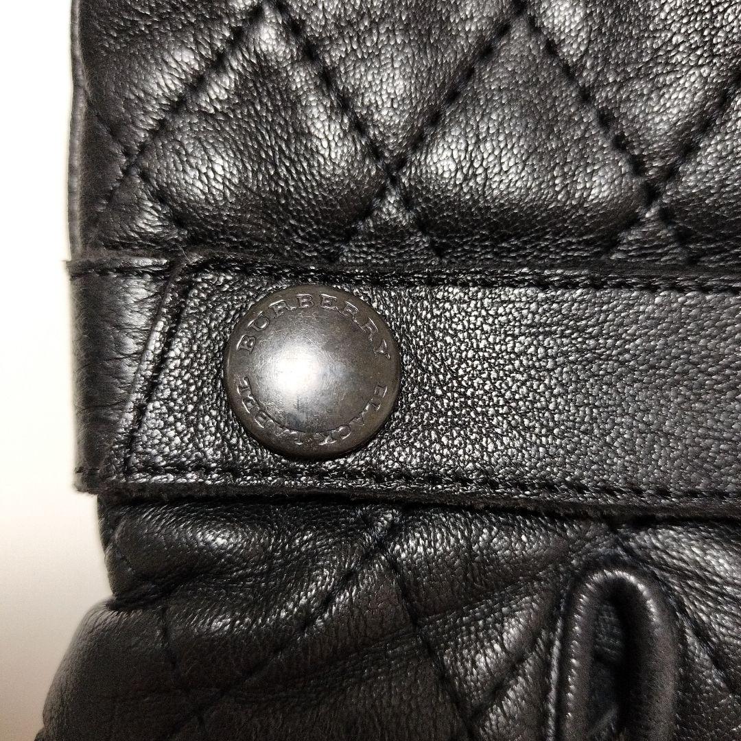 BURBERRYBLACKLABEL　黒 レザー 手袋　グローブ　キルティング
